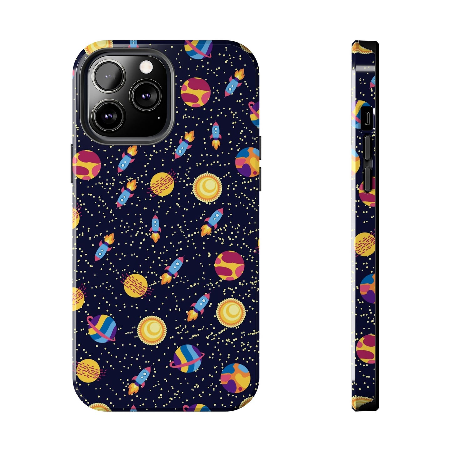 Seamless space pattern. Planets, rockets Tough Phone Cases iPhone 13 Pro Max