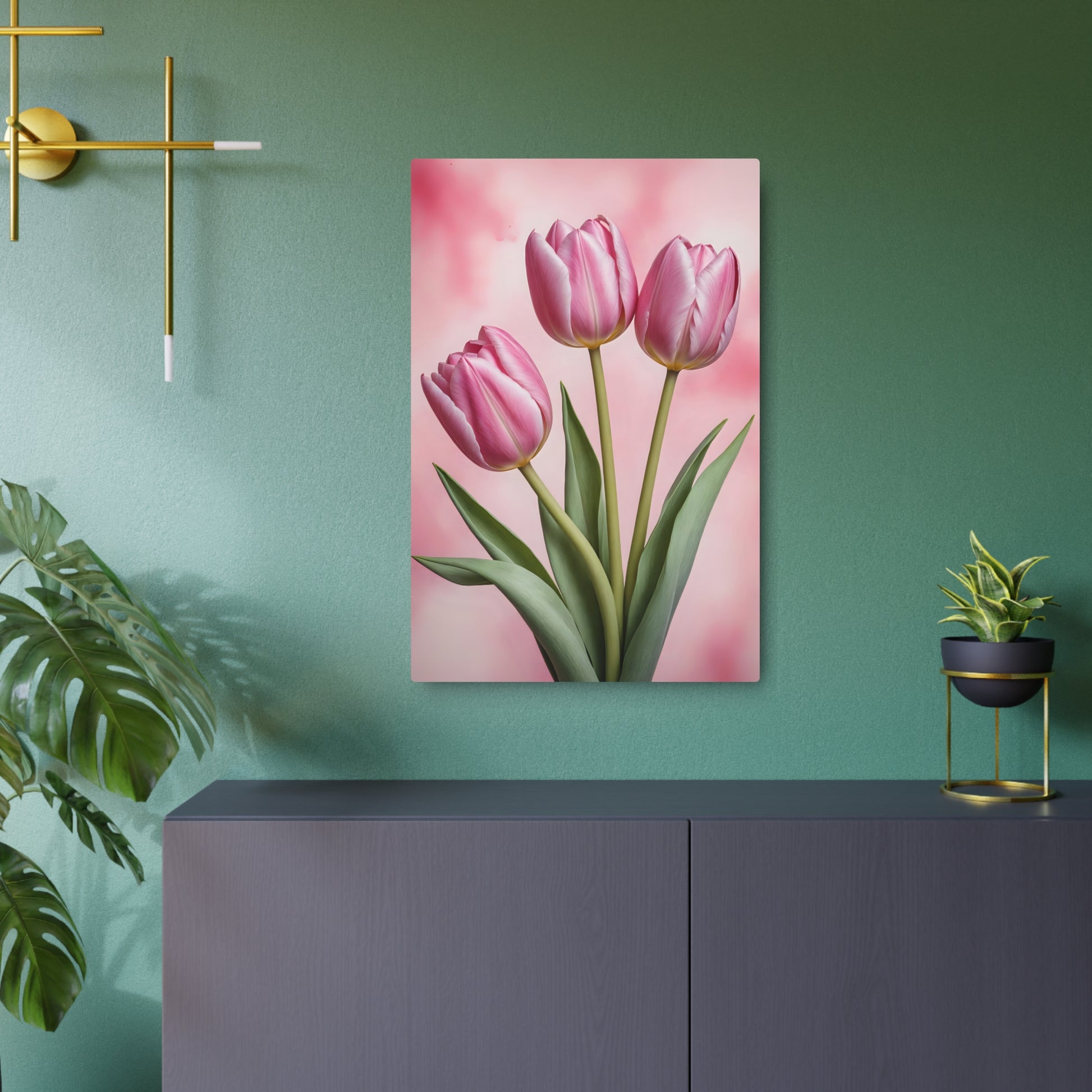 Pink tulips Metal Art Sign 20″ x 30″ (Vertical) 0.12''