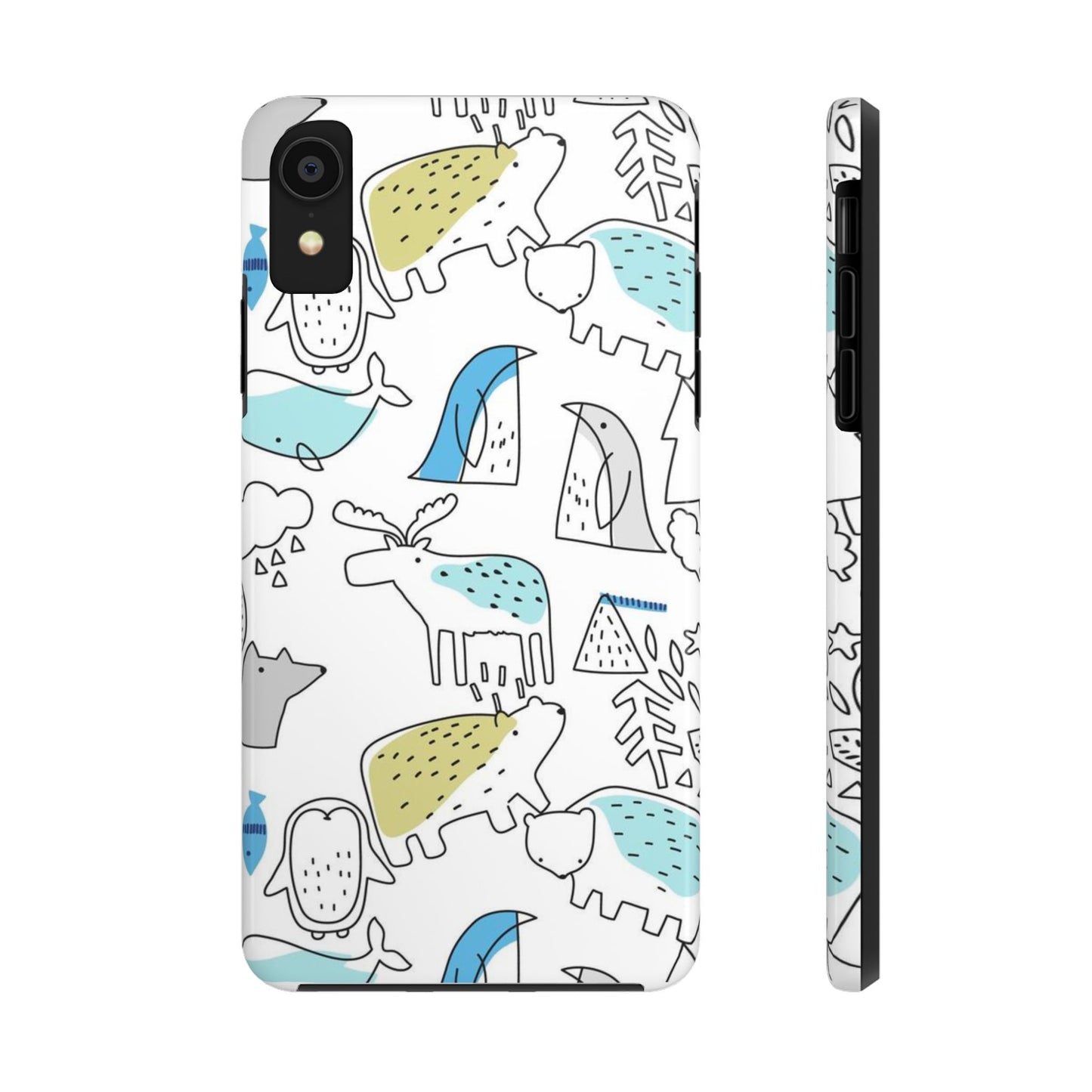 Fine Line animal pattern Tough Phone Cases iPhone XR