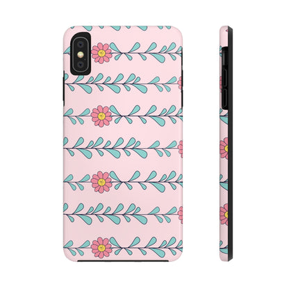 Seamless pattern pink flowers leaves Tough Phone Cases iPhone XS MAX