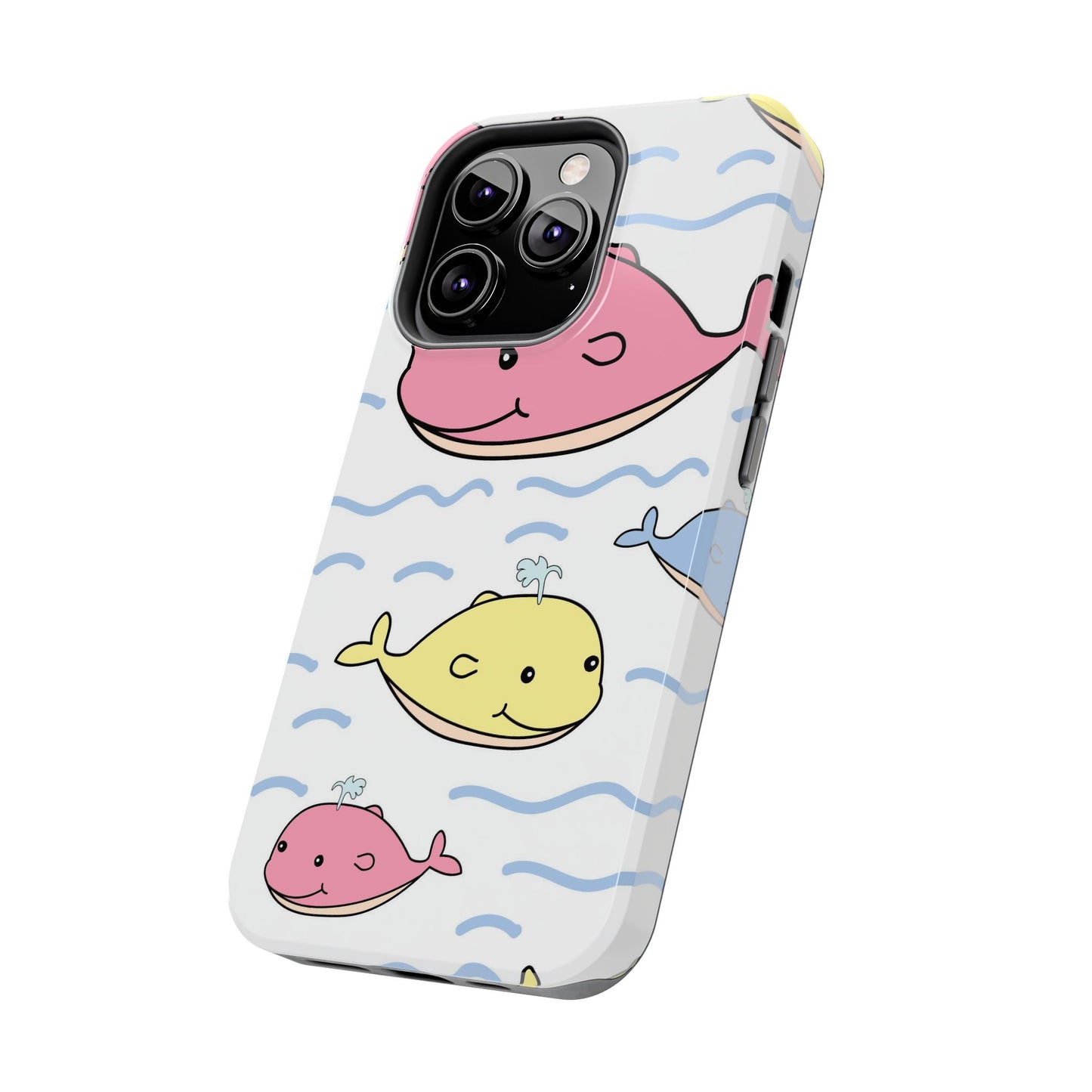 Seamless cute multicolored whale cartoon pattern Tough Phone Cases