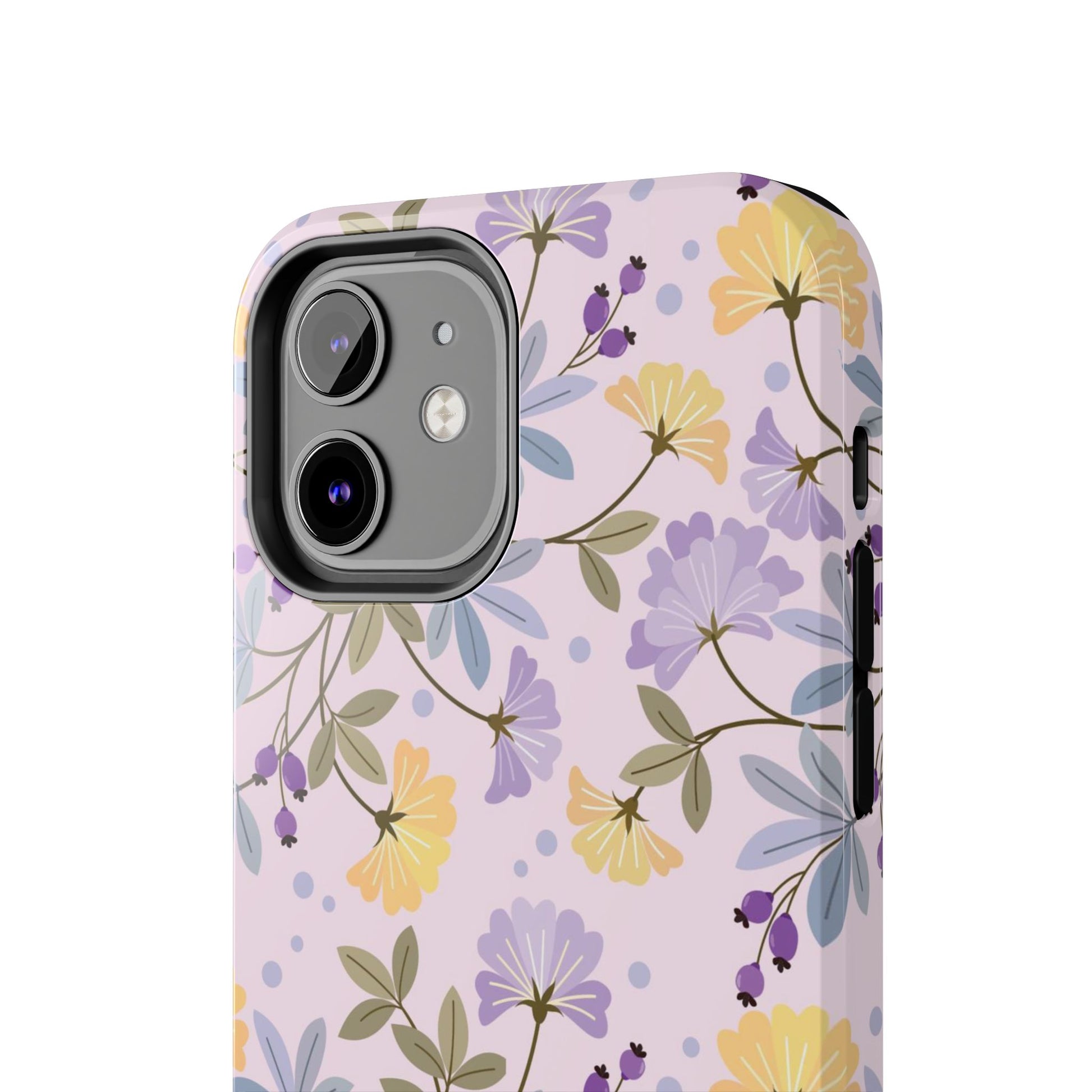 Blooming yellow and purple flowers Tough Phone Cases