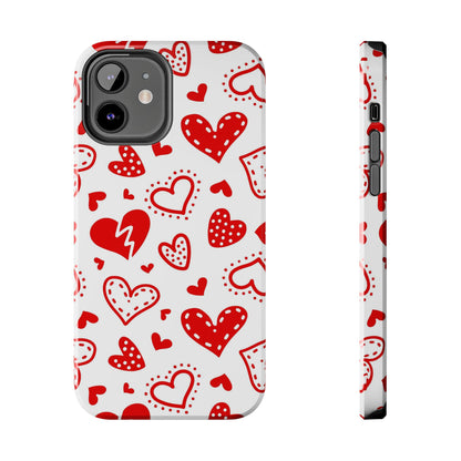 Seamless pattern of red hearts Tough Phone Cases iPhone 12