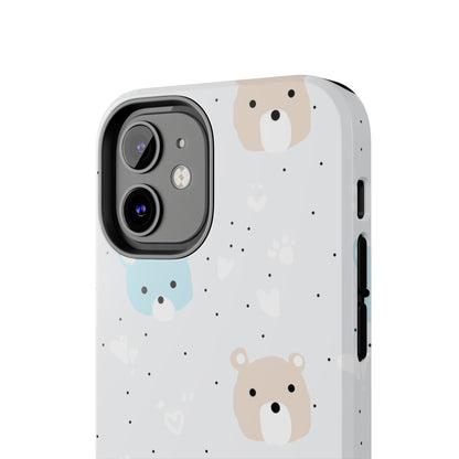 Seamless Pattern with Cute Cartoon Bear Face Tough Phone Cases