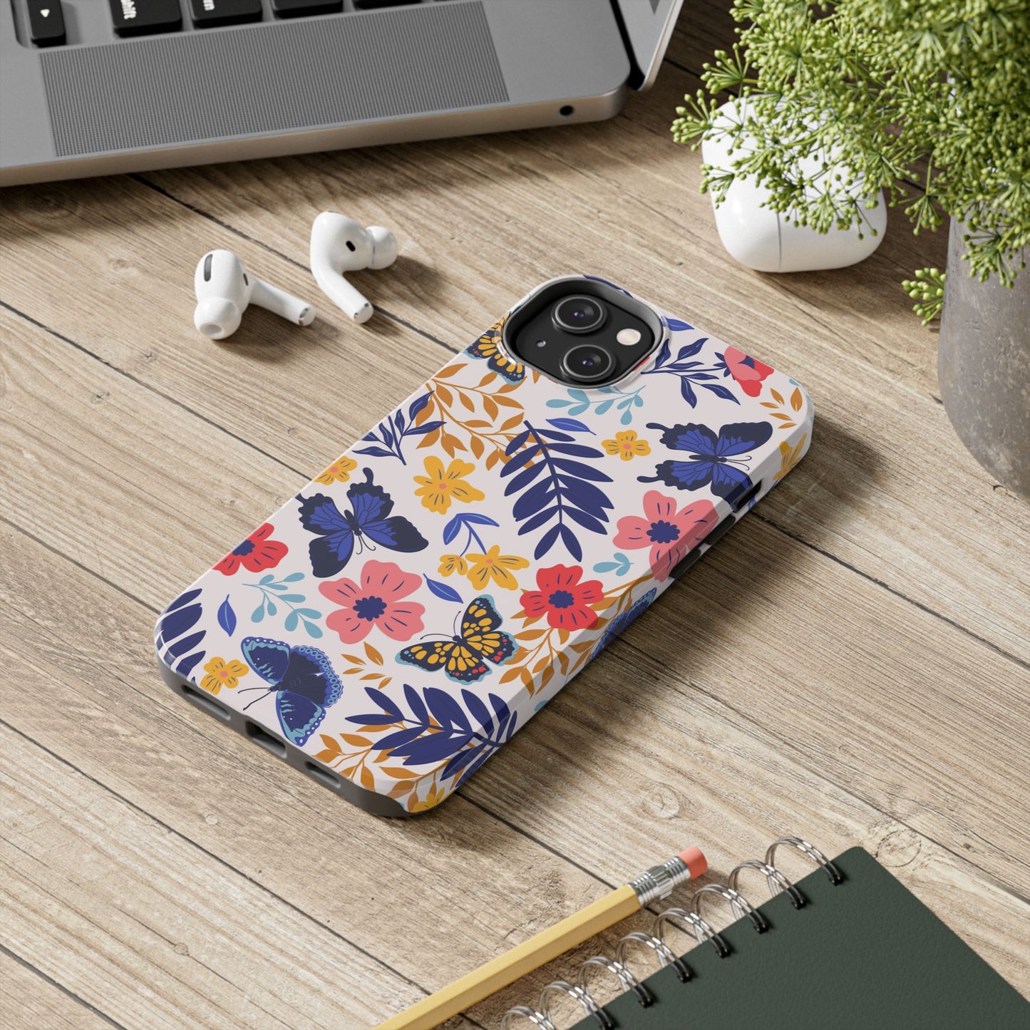 Seamless pattern with butterflies and flowers Tough Phone Cases