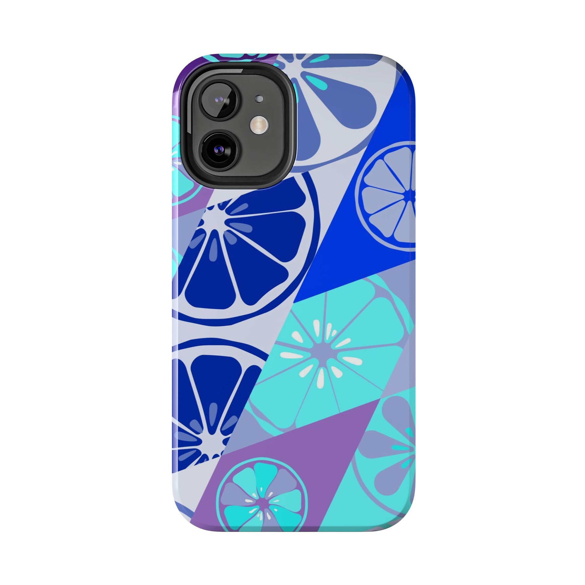 Texture blue with a pattern of lemons limes Tough Phone Cases