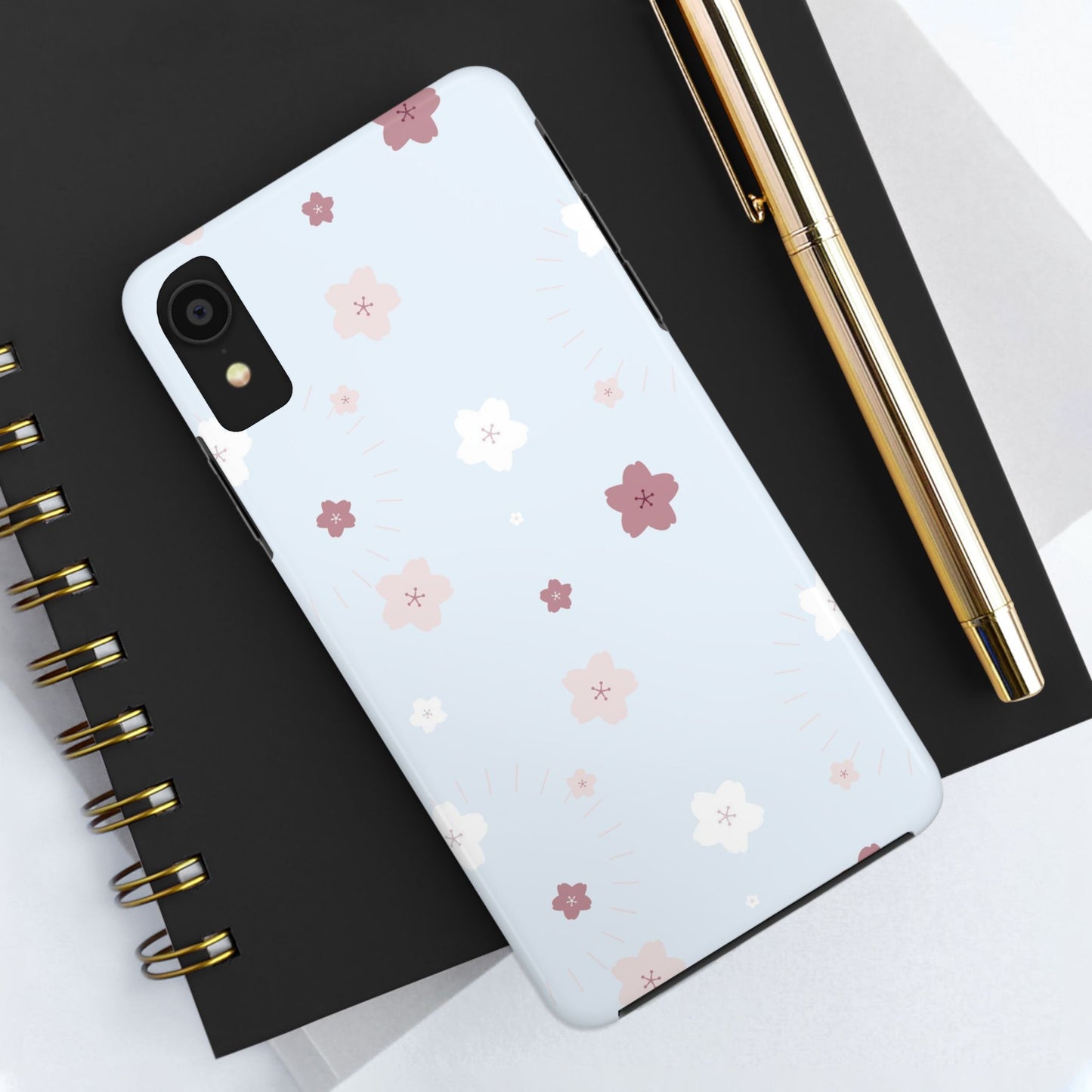 seamless cute lovely pink and white cherry blossom Tough Phone Cases