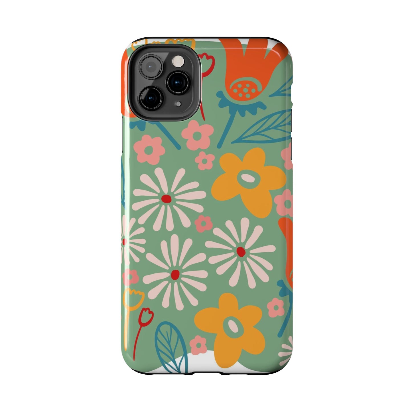 flowers in trendy retro Tough Phone Cases