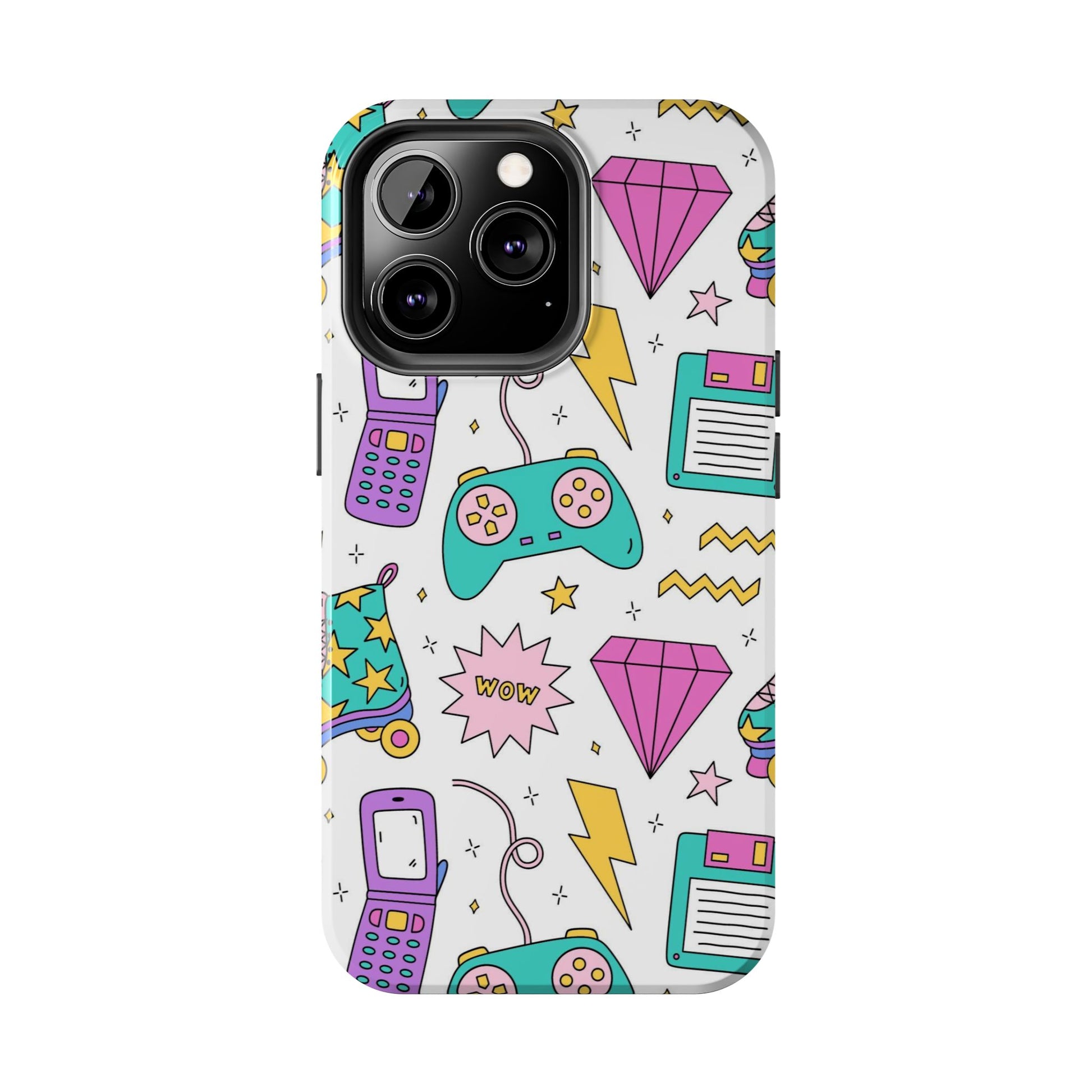 Bright seamless pattern with items from the nineties Tough Phone Cases