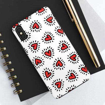 seamless pattern of Red hearts Tough Phone Cases