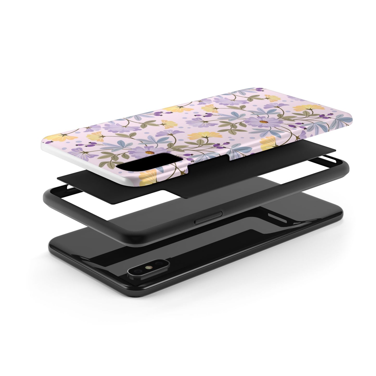 Blooming yellow and purple flowers Tough Phone Cases