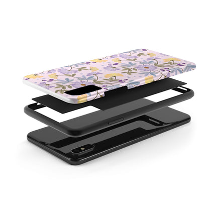 Blooming yellow and purple flowers Tough Phone Cases