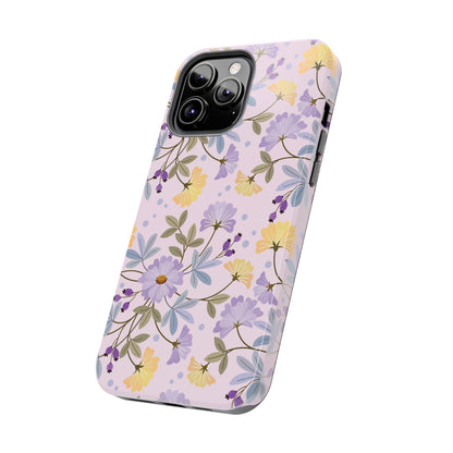 Blooming yellow and purple flowers Tough Phone Cases