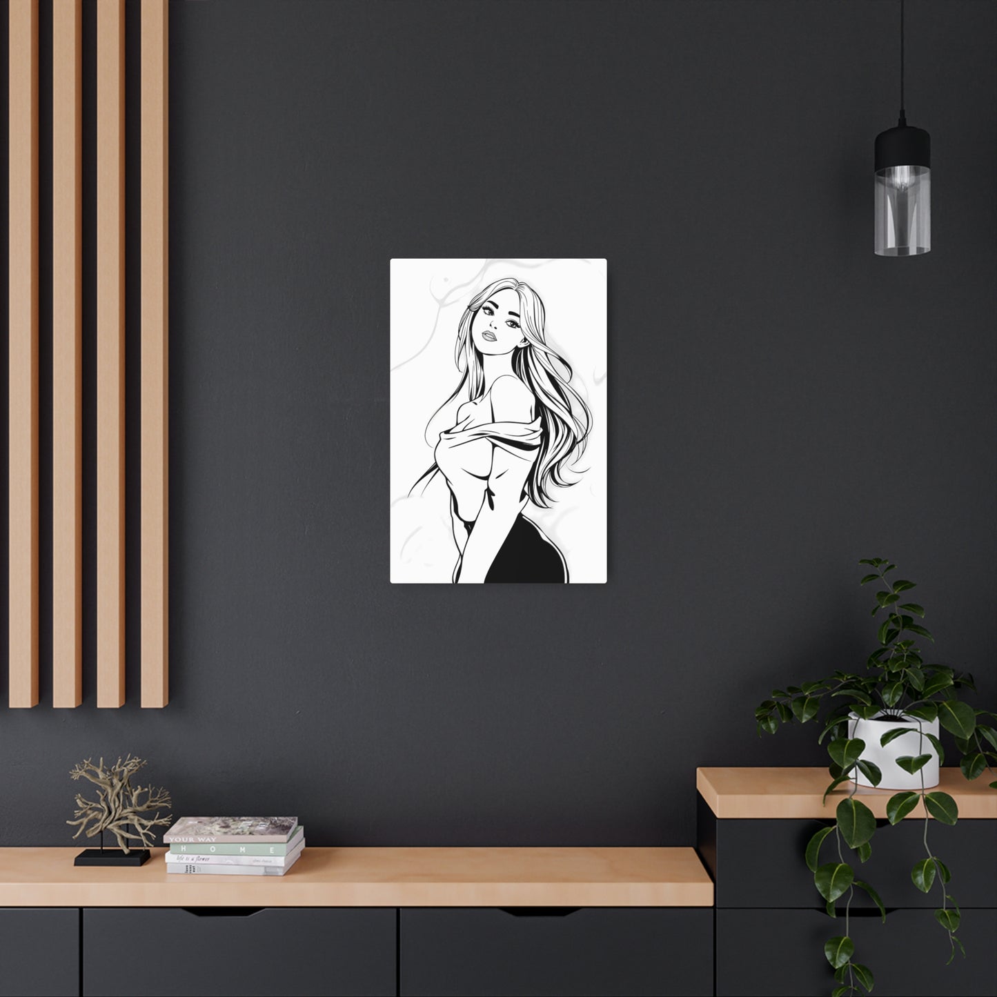 Elegant Line Art Beauty - Metal Sign Print