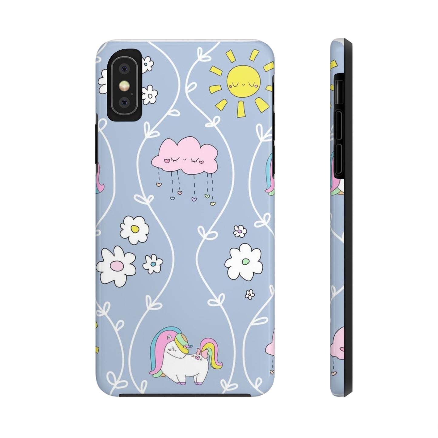 Cute little unicorn heart flower sun cloud Tough Phone Cases iPhone XS