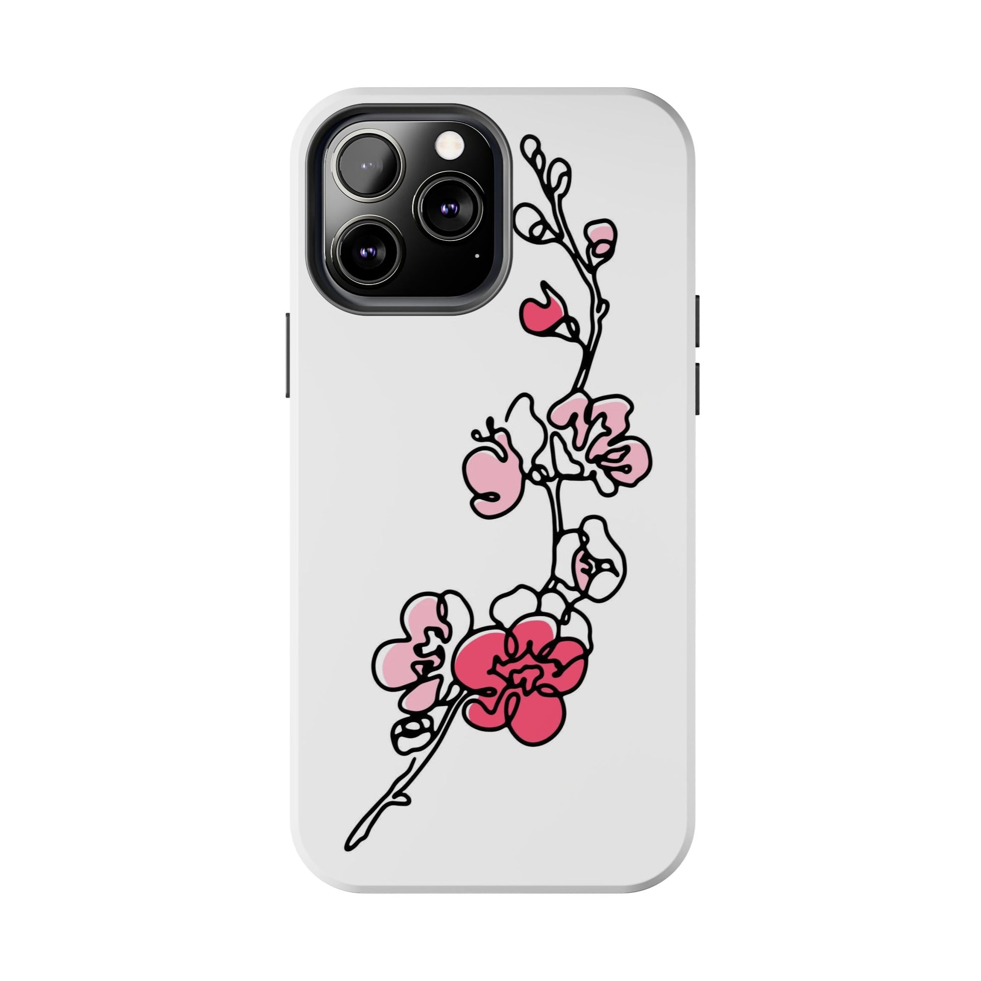 Cherry blossom single line art with abstract pink Tough Phone Cases