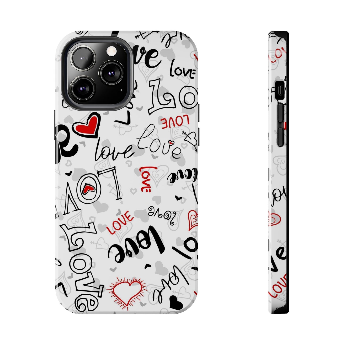 hearts with the words love Tough Phone Cases iPhone 13 Pro Max