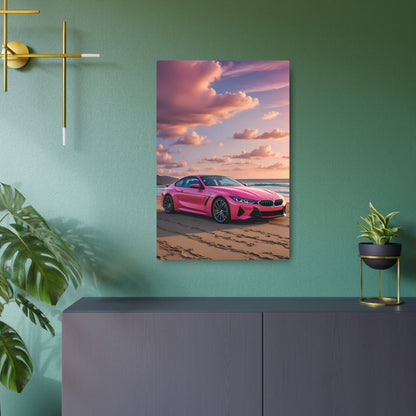 Sunset Gleam on a Pink BMW Supercar Metal Art Sign 20″ x 30″ (Vertical) 0.12''