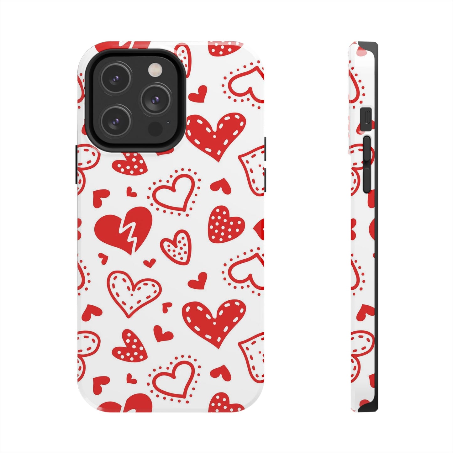 Seamless pattern of red hearts Tough Phone Cases iPhone 14 Pro Max