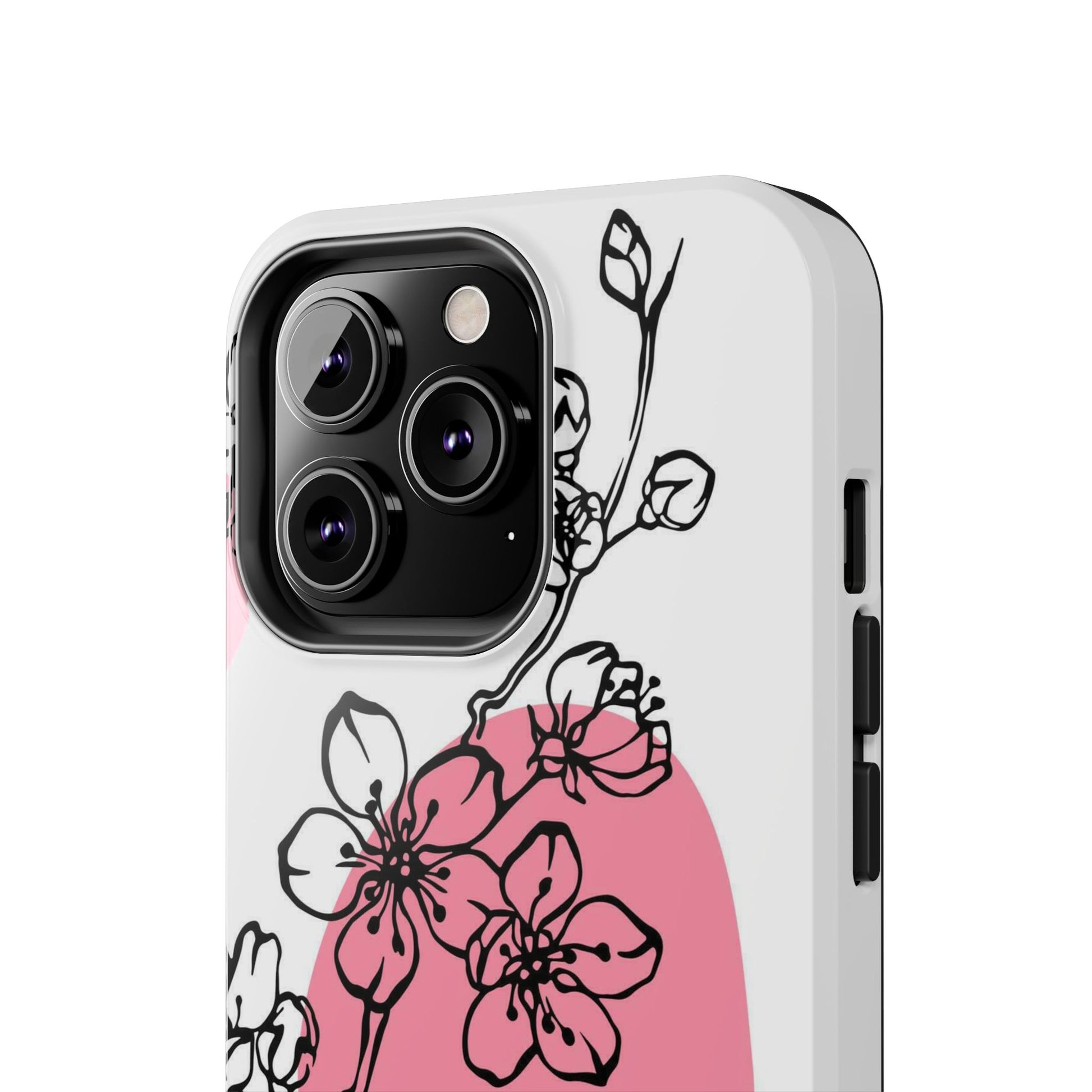 Spring blossom monochrome line art floral Tough Phone Cases