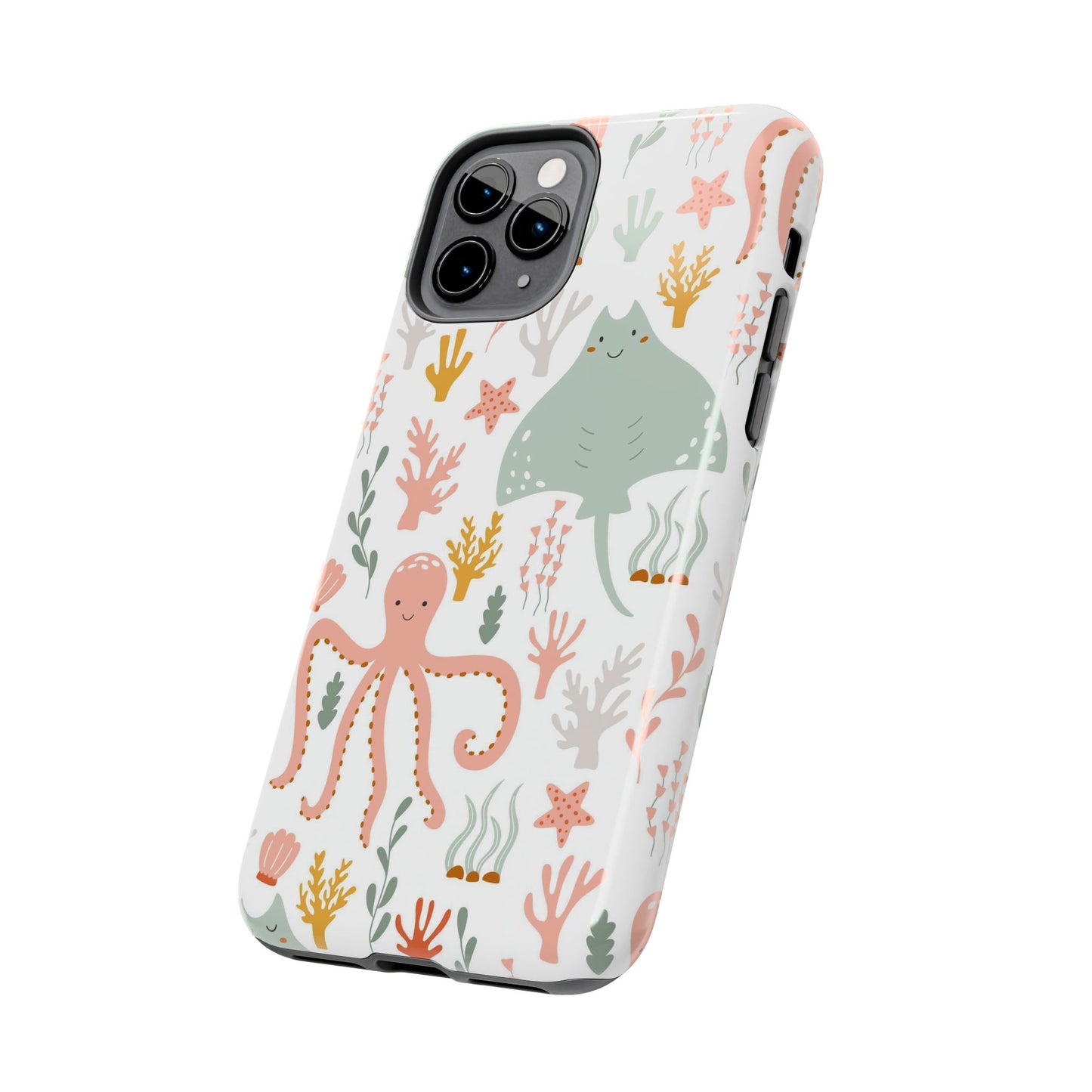 Marine seamless pattern with octopus and stingray Tough Phone Cases