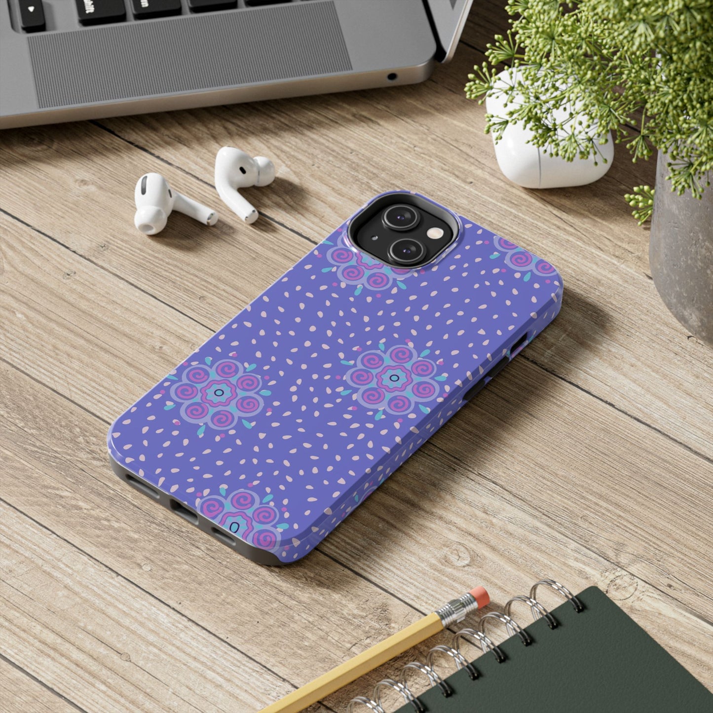 Abstract ethnic bud flower seamless pattern Tough Phone Cases