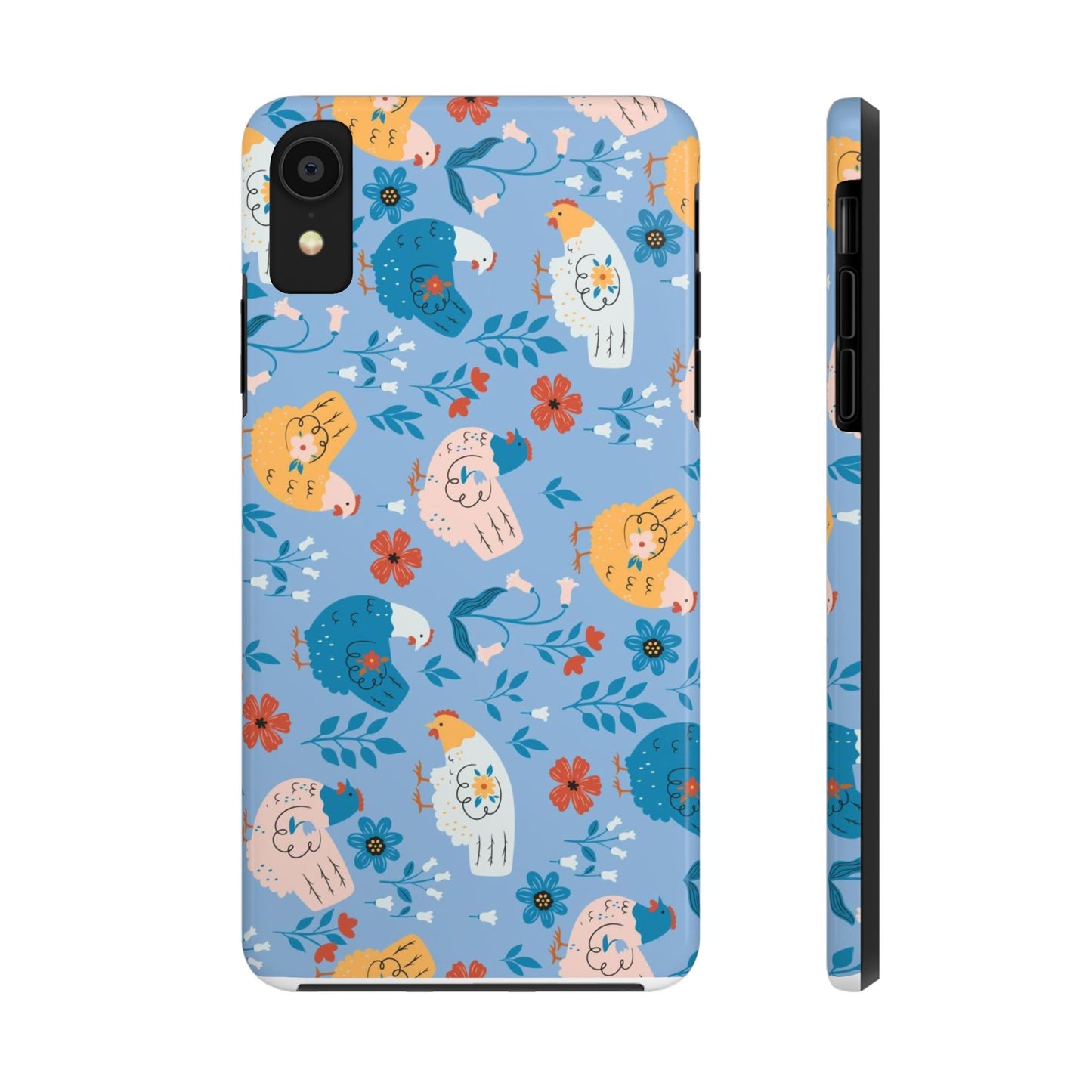 Seamless pattern with cute chickens and flowers Tough Phone Cases iPhone XR