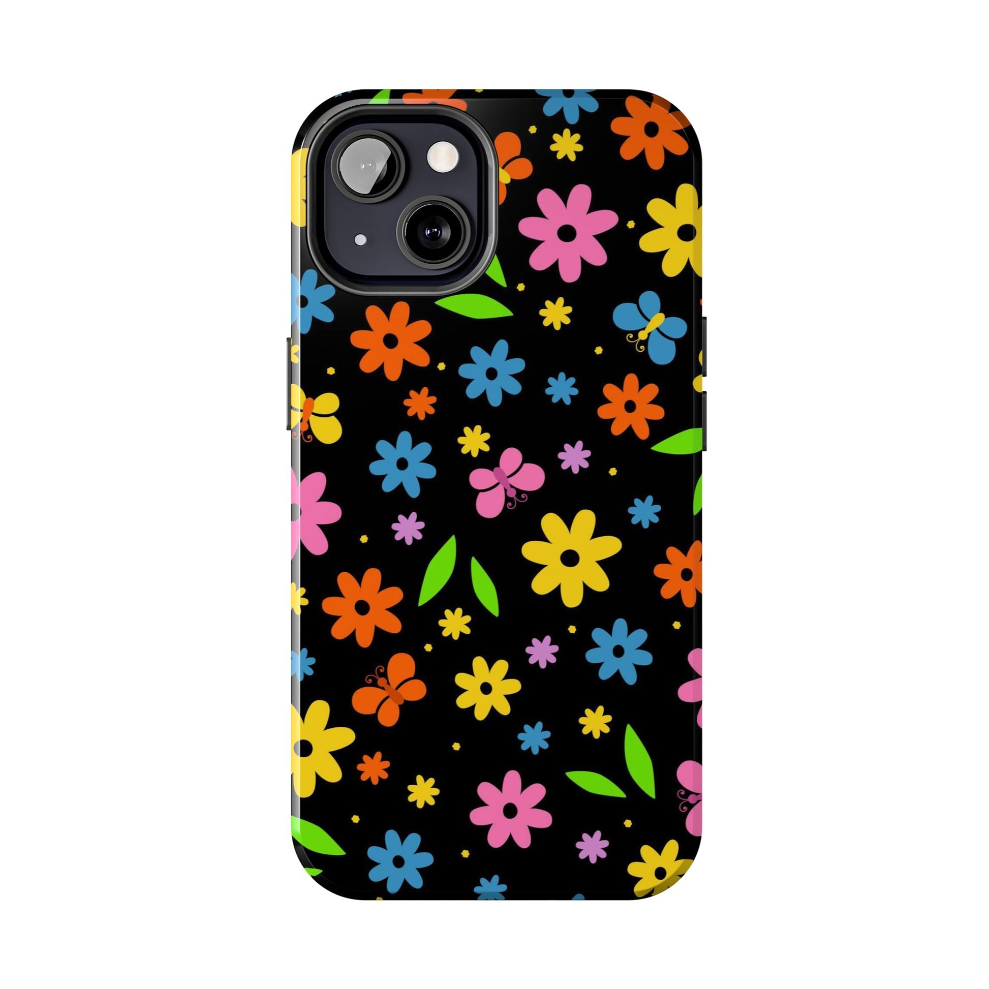 Cute pattern with simple flowers and butterflies. Tough Phone Cases