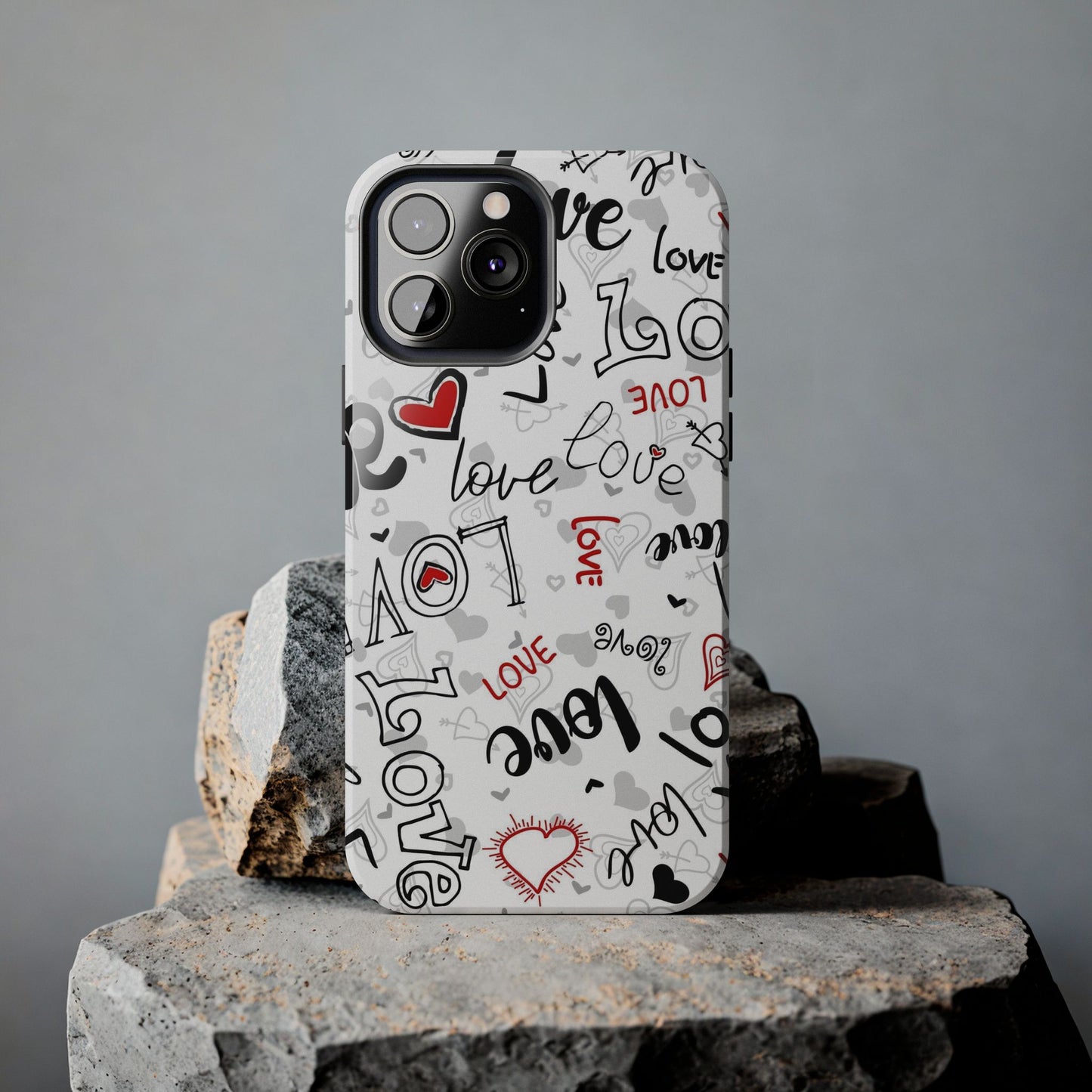 hearts with the words love Tough Phone Cases