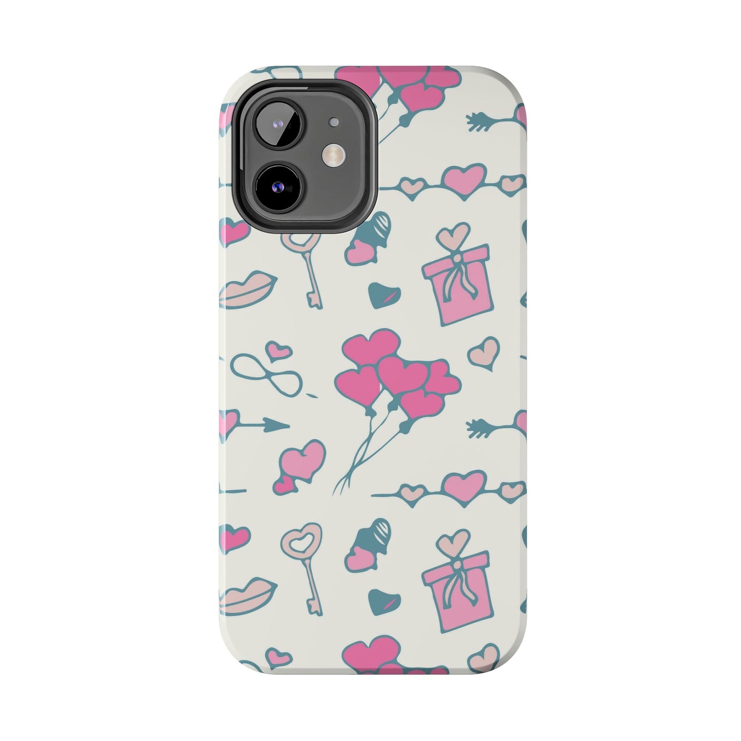 Pink seamless pattern with cute love doodles Tough Phone Cases