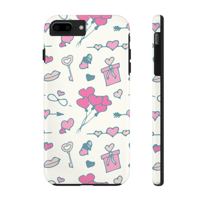 Pink seamless pattern with cute love doodles Tough Phone Cases iPhone 7 Plus, iPhone 8 Plus