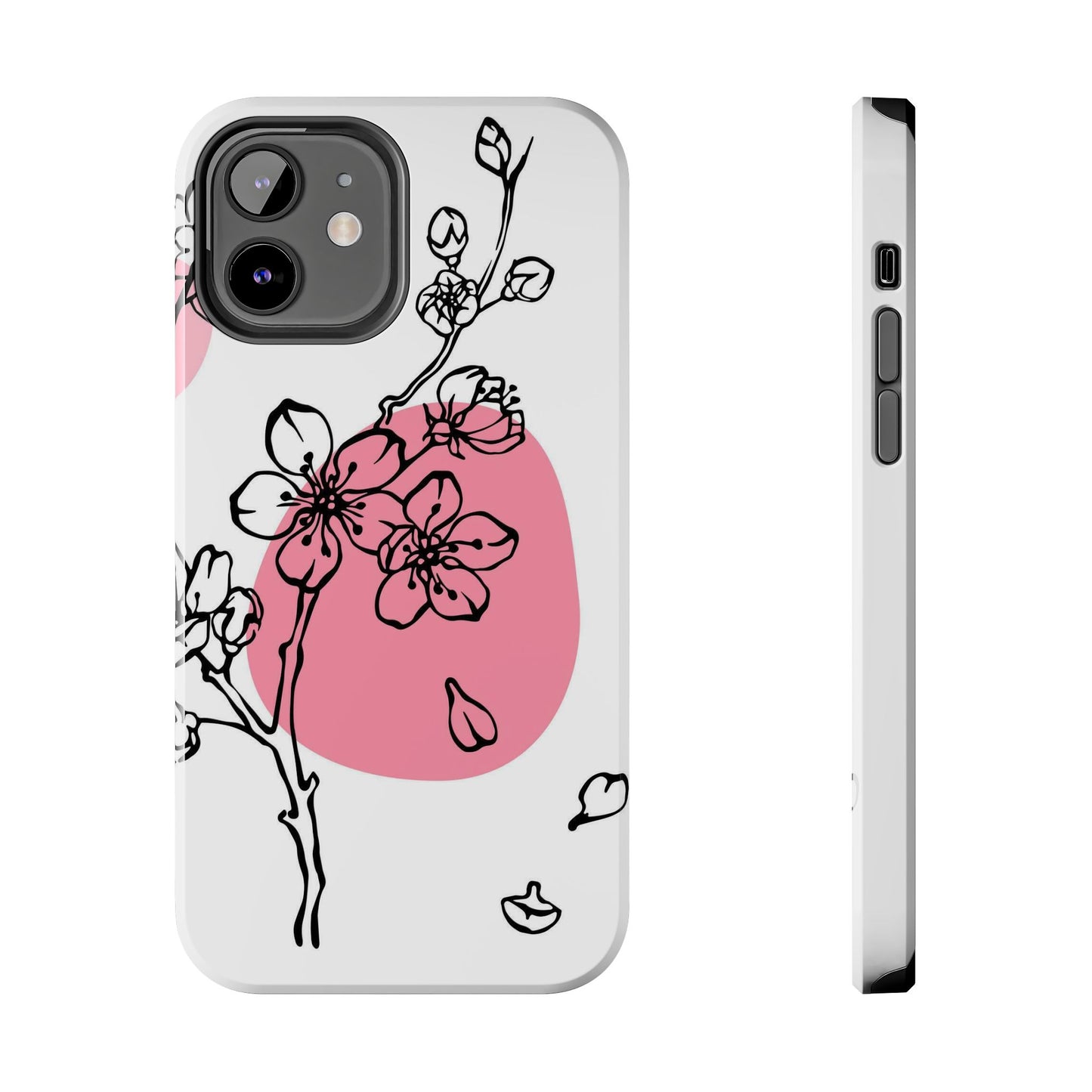 Spring blossom monochrome line art floral Tough Phone Cases iPhone 12