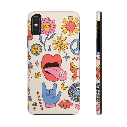 Big set of Retro 70s groovy elements Tough Phone Cases iPhone XS