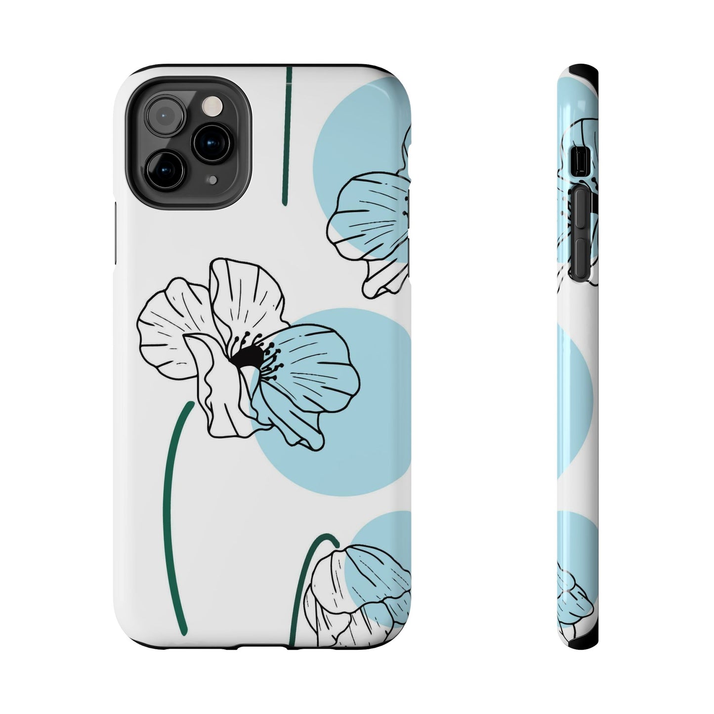 Hand drawn Blue Flower abstract Tough Phone Cases iPhone 11 Pro Max