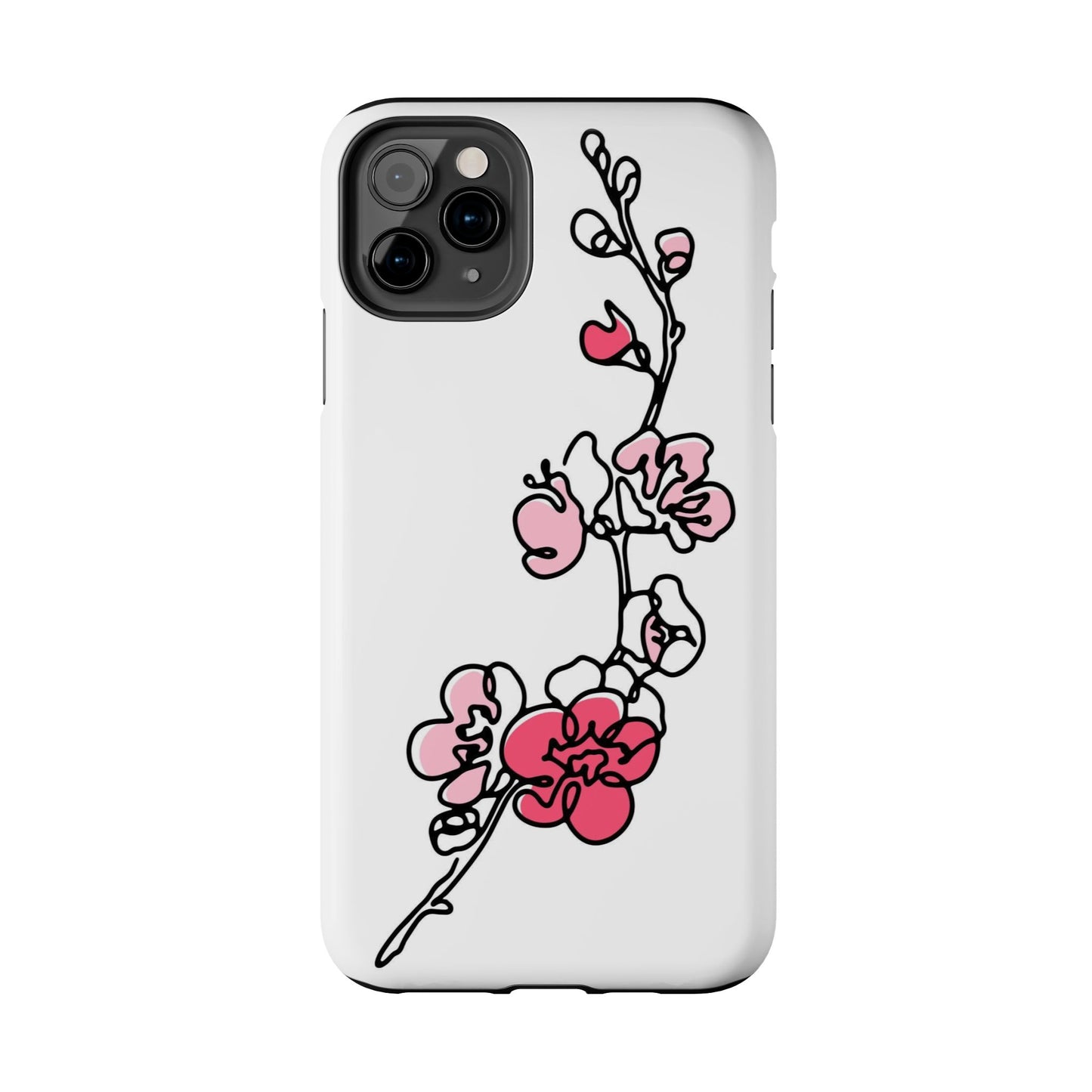 Cherry blossom single line art with abstract pink Tough Phone Cases