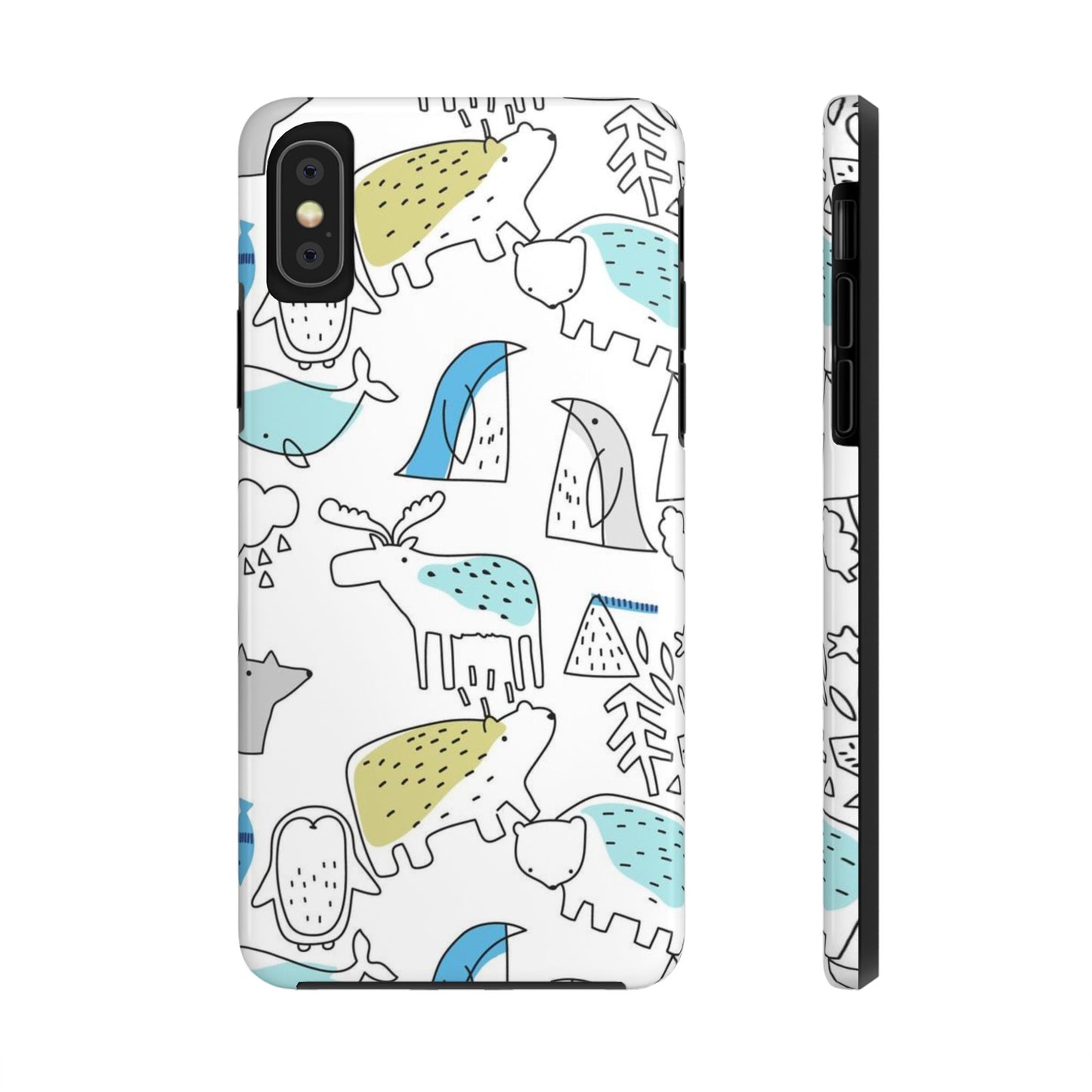 Fine Line animal pattern Tough Phone Cases iPhone XS