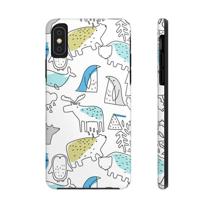 Fine Line animal pattern Tough Phone Cases iPhone XS