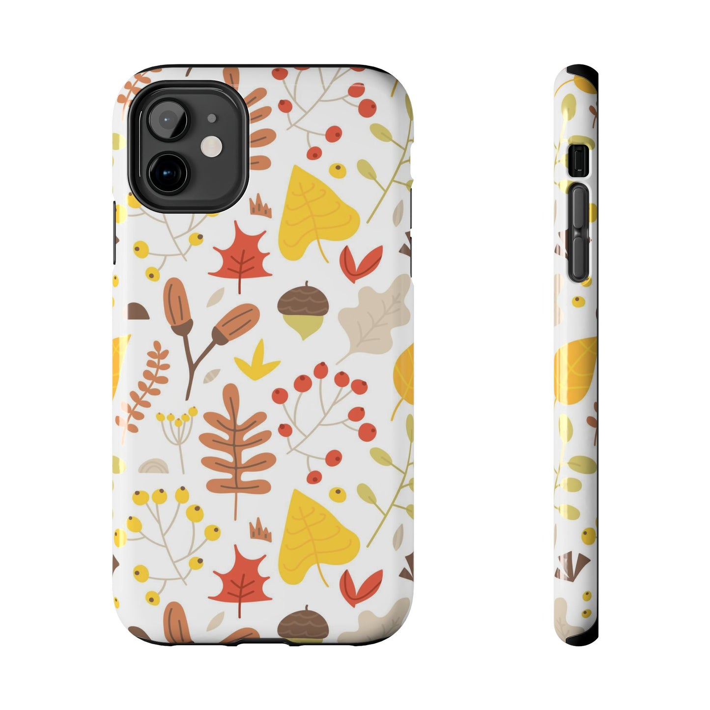 Autumn seamless pattern of leaves, twigs, acorns Tough Phone Cases iPhone 11