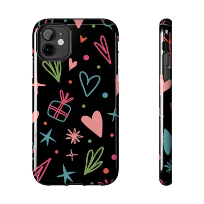 Valentine Day Doodle seamless pattern Tough Phone Cases iPhone 11