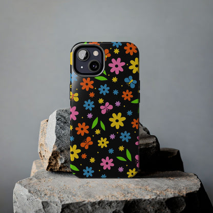 Cute pattern with simple flowers and butterflies. Tough Phone Cases