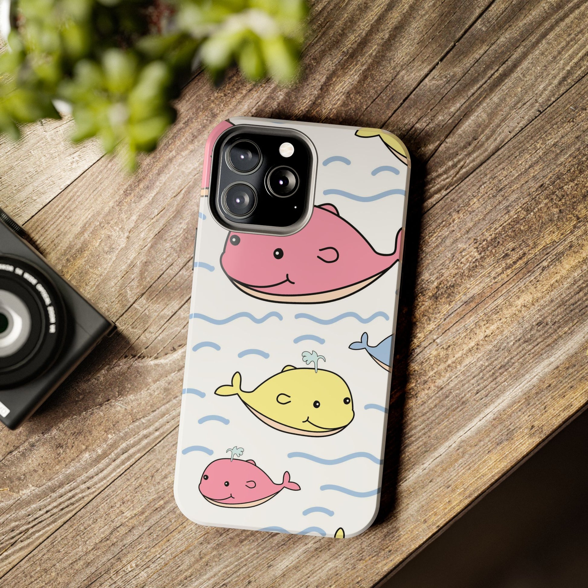 Seamless cute multicolored whale cartoon pattern Tough Phone Cases