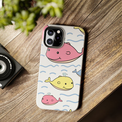 Seamless cute multicolored whale cartoon pattern Tough Phone Cases