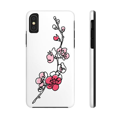 Cherry blossom single line art with abstract pink Tough Phone Cases iPhone XS