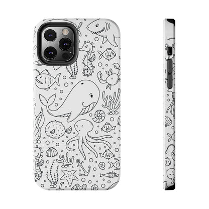 monochrome seamless pattern Tough Phone Cases iPhone 12 Pro