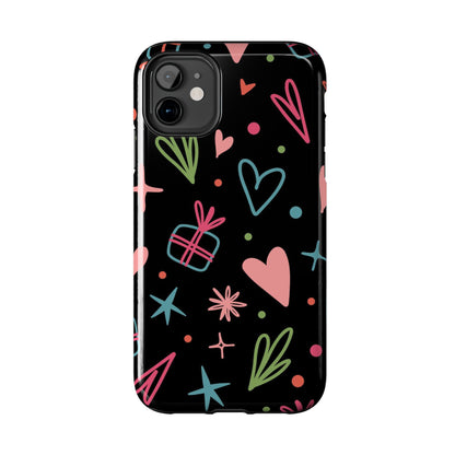 Valentine Day Doodle seamless pattern Tough Phone Cases