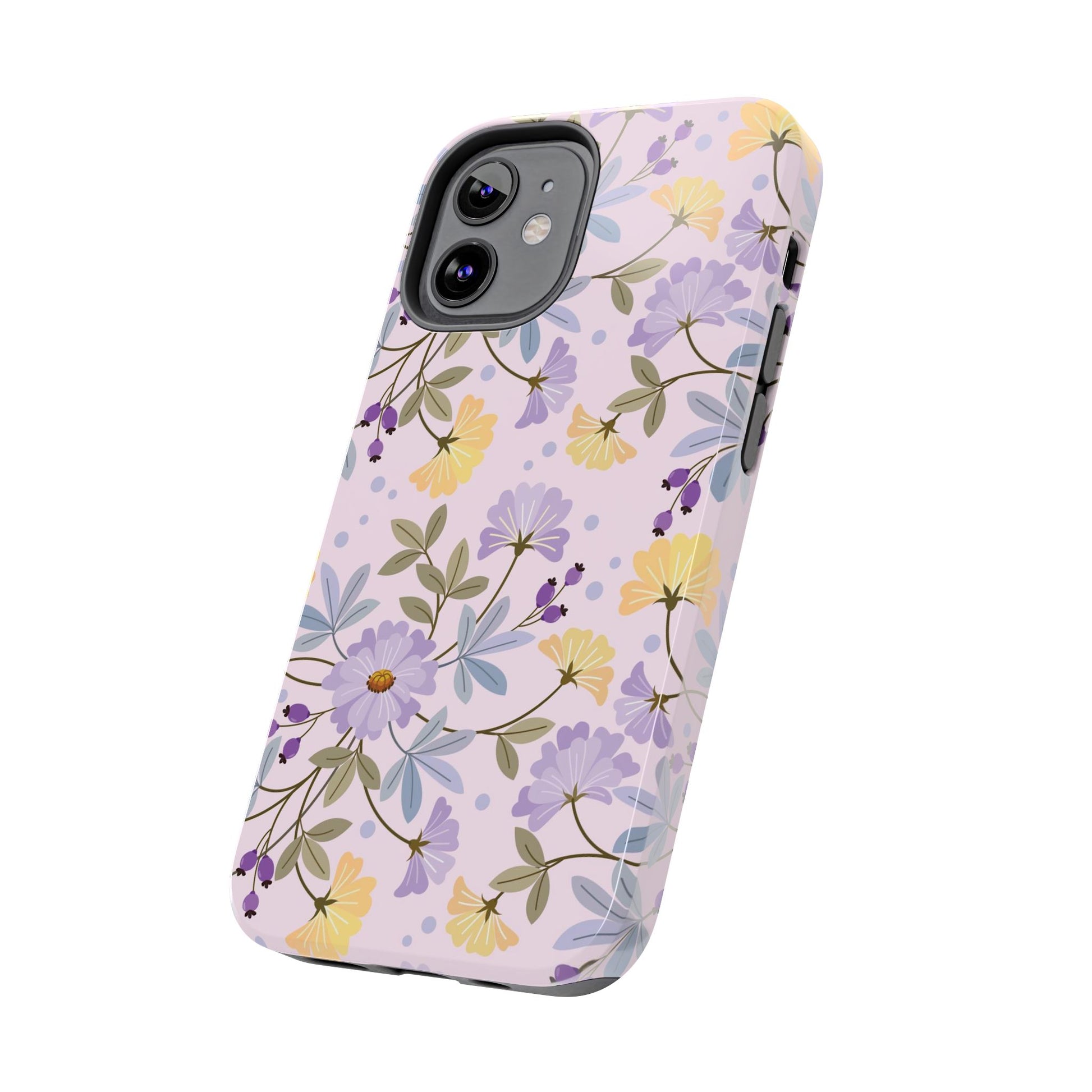 Blooming yellow and purple flowers Tough Phone Cases