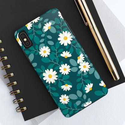 cute white daisy flower flat style seamless pattern Tough Phone Cases