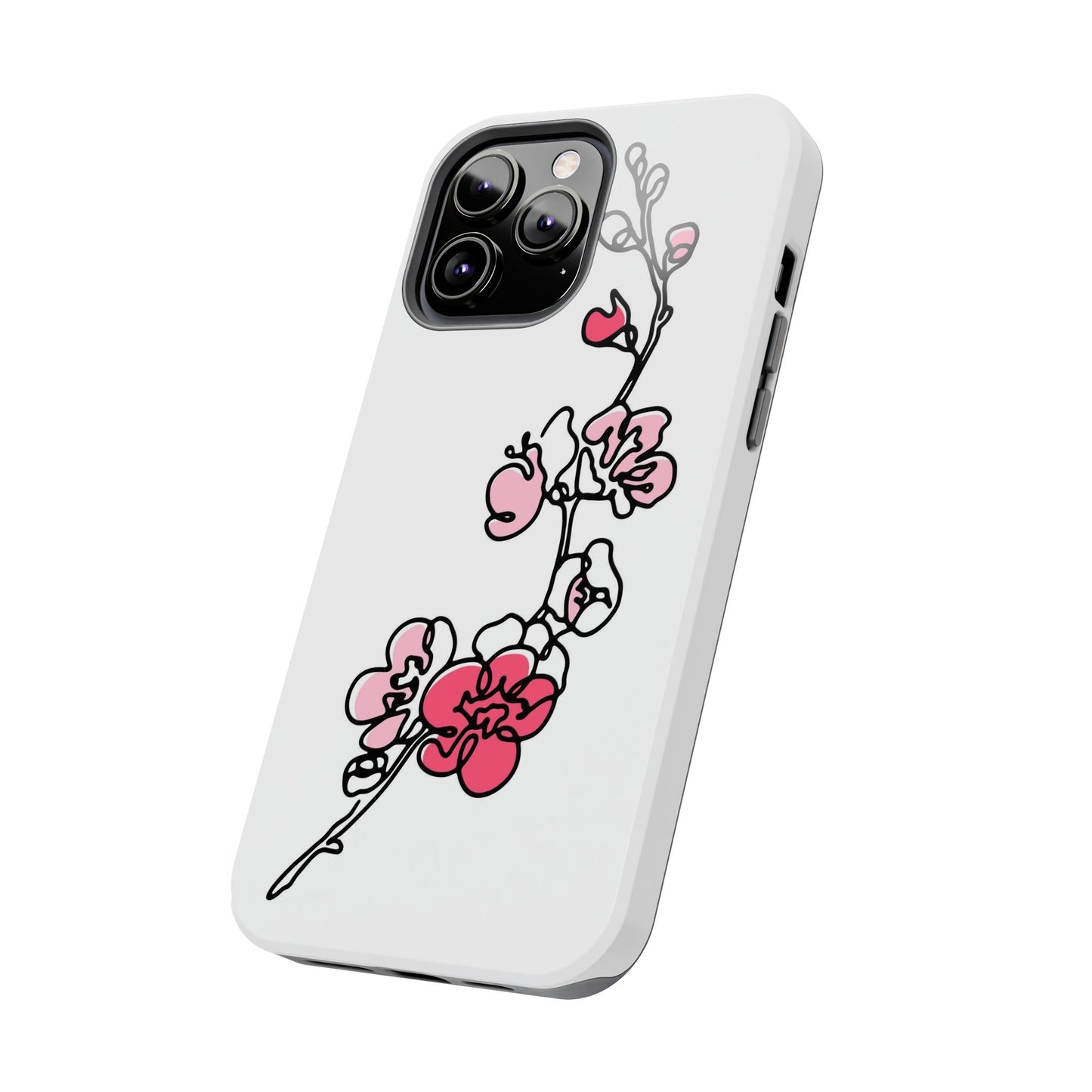 Cherry blossom single line art with abstract pink Tough Phone Cases