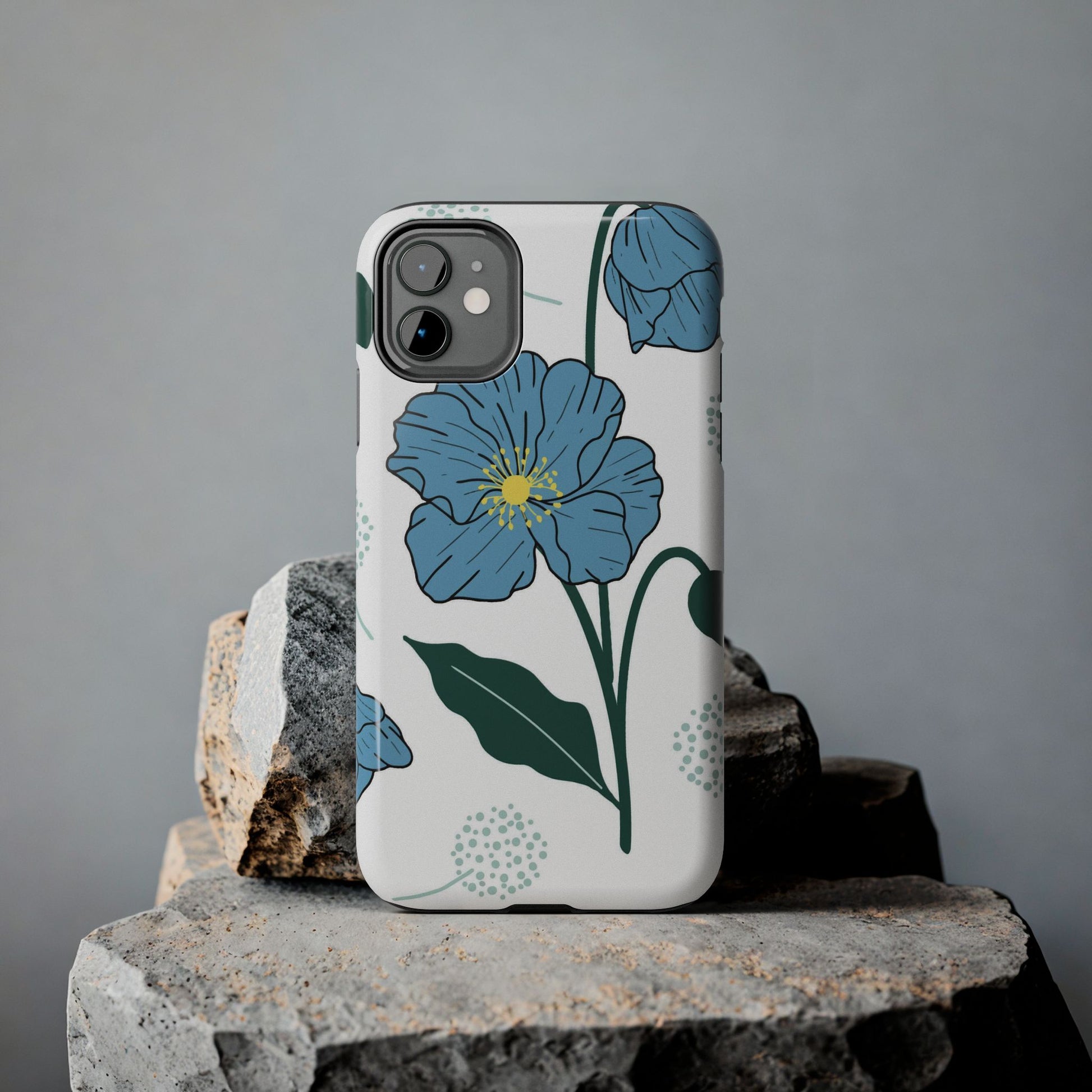 Hand drawn Blue Flower abstract Tough Phone Cases