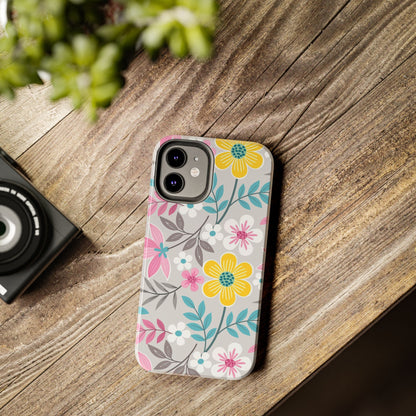 Colorful flowers and leaf Tough Phone Cases